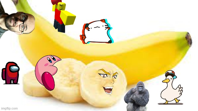 cool banana | image tagged in banana,cat,but it was me dio,harambe,baller,kirbo | made w/ Imgflip meme maker