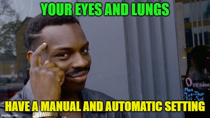 roll safe think about it | YOUR EYES AND LUNGS; HAVE A MANUAL AND AUTOMATIC SETTING | image tagged in memes,roll safe think about it | made w/ Imgflip meme maker