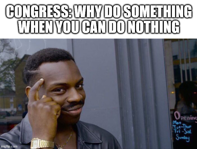 Roll Safe Think About It Meme | CONGRESS: WHY DO SOMETHING WHEN YOU CAN DO NOTHING | image tagged in memes,roll safe think about it | made w/ Imgflip meme maker