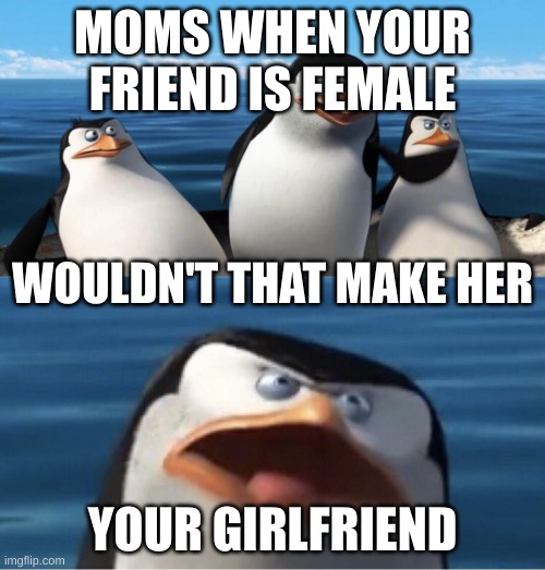 this topic is probably used a lot | MOMS WHEN YOUR FRIEND IS FEMALE; WOULDN'T THAT MAKE HER; YOUR GIRLFRIEND | image tagged in wouldn't that make you | made w/ Imgflip meme maker