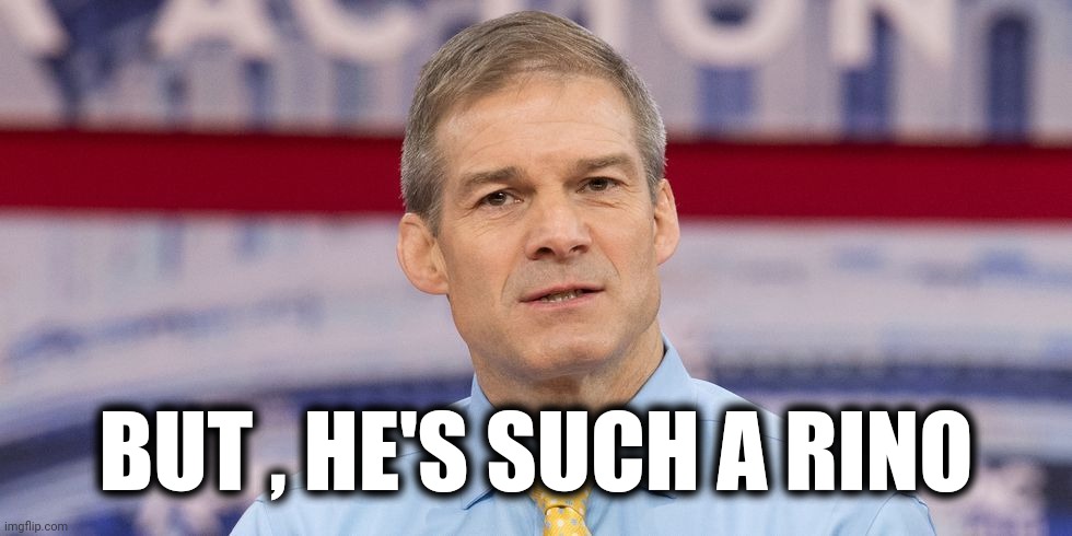 jim jordan | BUT , HE'S SUCH A RINO | image tagged in jim jordan | made w/ Imgflip meme maker