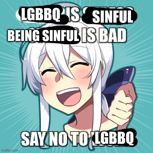 editing unfunny vocamemes pt 4 but somehow it's still ufunny | SINFUL; LGBBQ; BEING SINFUL; LGBBQ | made w/ Imgflip meme maker