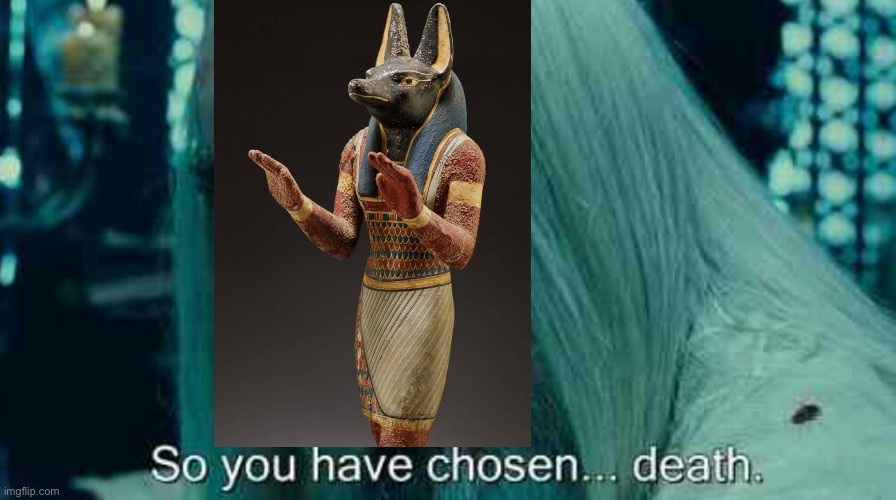 You have chosen death | image tagged in so you have chosen death,anubis,god of death | made w/ Imgflip meme maker