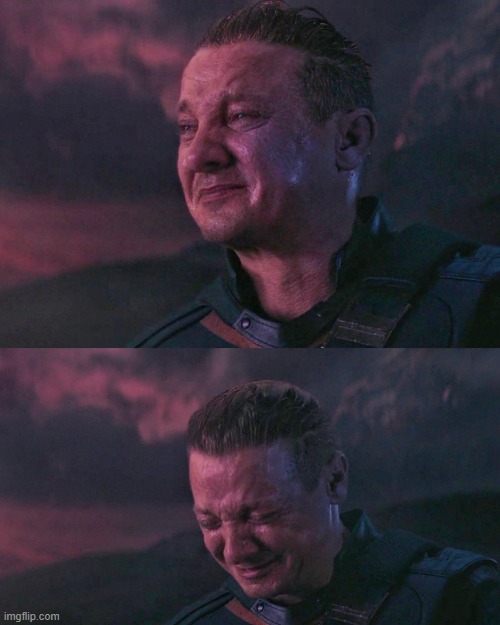 Hawkeye Crying | image tagged in hawkeye crying | made w/ Imgflip meme maker