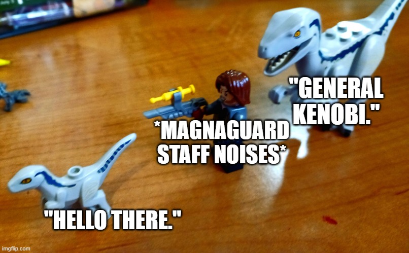 The MagnaGuard staff sound is pretty cool though | "GENERAL KENOBI."; *MAGNAGUARD STAFF NOISES*; "HELLO THERE." | image tagged in beta vs rainn vs blue,hello there,general kenobi,general grievous,obi wan kenobi | made w/ Imgflip meme maker