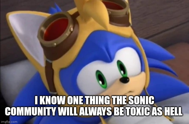 The sonic community is toxic | I KNOW ONE THING THE SONIC COMMUNITY WILL ALWAYS BE TOXIC AS HELL | image tagged in sonic,sonic the hedgehog,funny memes | made w/ Imgflip meme maker