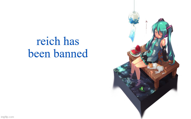 bored miku | reich has been banned | image tagged in bored miku | made w/ Imgflip meme maker