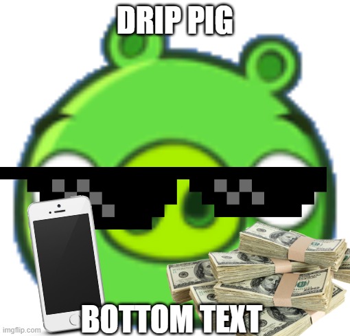 DRIP PIG | DRIP PIG; BOTTOM TEXT | image tagged in pig | made w/ Imgflip meme maker