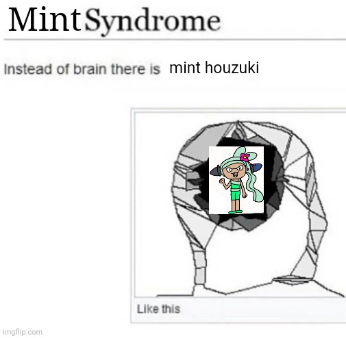 Instead of brain, there is mint houzuki | Mint; mint houzuki | image tagged in x syndrome | made w/ Imgflip meme maker