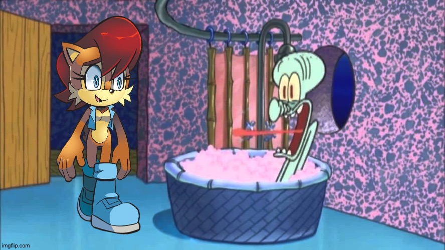 Sally goes to Squidward's house | image tagged in who dropped by squidward's house | made w/ Imgflip meme maker