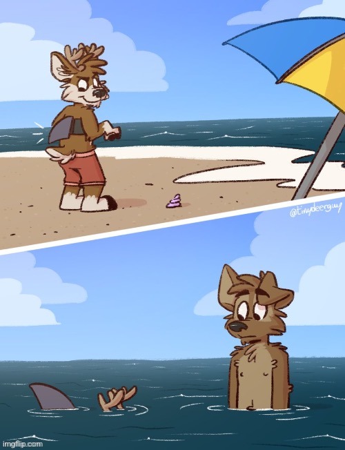 This is why deer make lousy sharks | image tagged in deer,comics,shark,furry,prank,fail | made w/ Imgflip meme maker