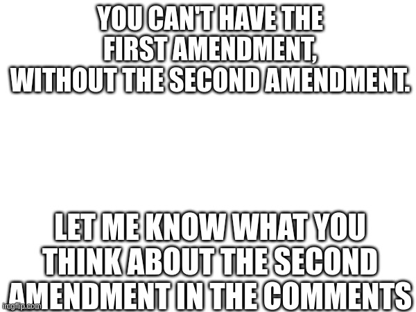 hmmmm | YOU CAN'T HAVE THE FIRST AMENDMENT, WITHOUT THE SECOND AMENDMENT. LET ME KNOW WHAT YOU THINK ABOUT THE SECOND AMENDMENT IN THE COMMENTS | image tagged in 2nd amendment | made w/ Imgflip meme maker