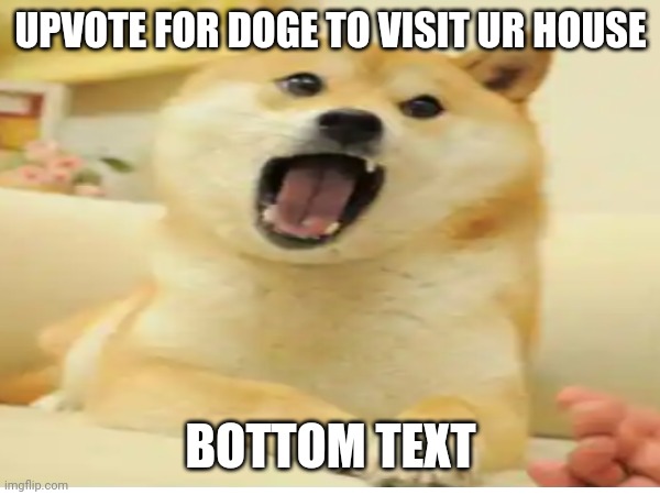 UPVOTE FOR DOGE TO VISIT UR HOUSE; BOTTOM TEXT | made w/ Imgflip meme maker
