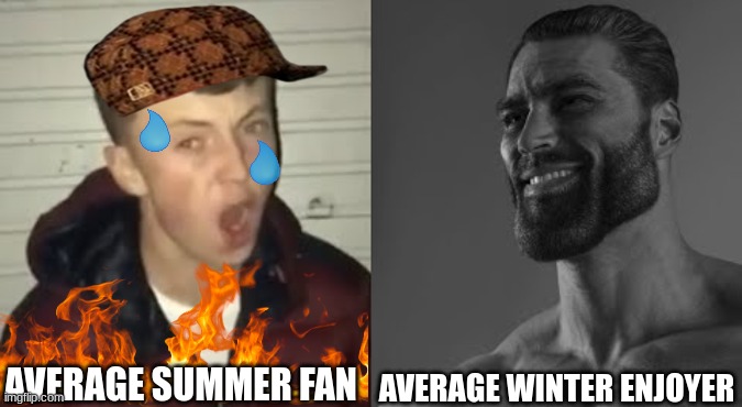 Average Enjoyer meme | AVERAGE SUMMER FAN; AVERAGE WINTER ENJOYER | image tagged in average enjoyer meme | made w/ Imgflip meme maker