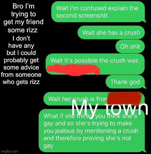 Bro I’m trying to get my friend some rizz; I don’t have any but I could probably get some advice from someone who gets rizz | made w/ Imgflip meme maker