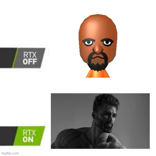 matt from wii sports | image tagged in rtx off vs rtx on | made w/ Imgflip meme maker