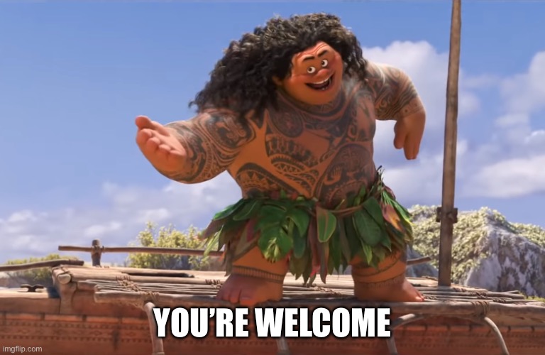 you're welcome without subs | YOU’RE WELCOME | image tagged in you're welcome without subs | made w/ Imgflip meme maker