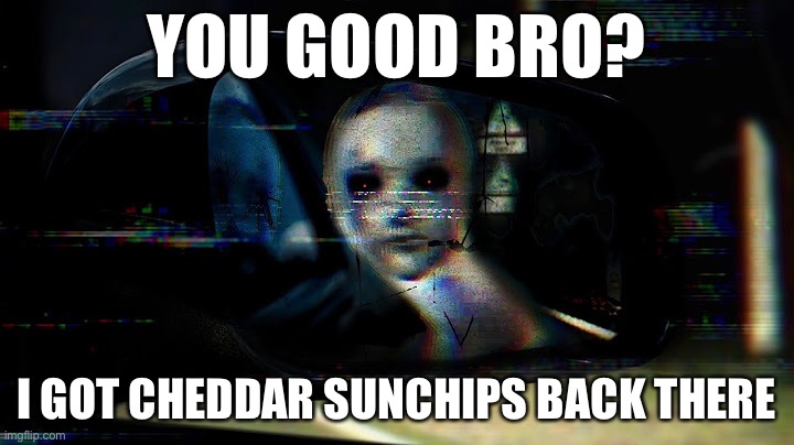 Ok thanks :) | YOU GOOD BRO? I GOT CHEDDAR SUNCHIPS BACK THERE | image tagged in hello,hahaha | made w/ Imgflip meme maker