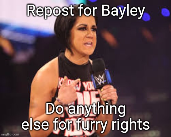 Bayley | Repost for Bayley; Do anything else for furry rights | image tagged in bayley | made w/ Imgflip meme maker