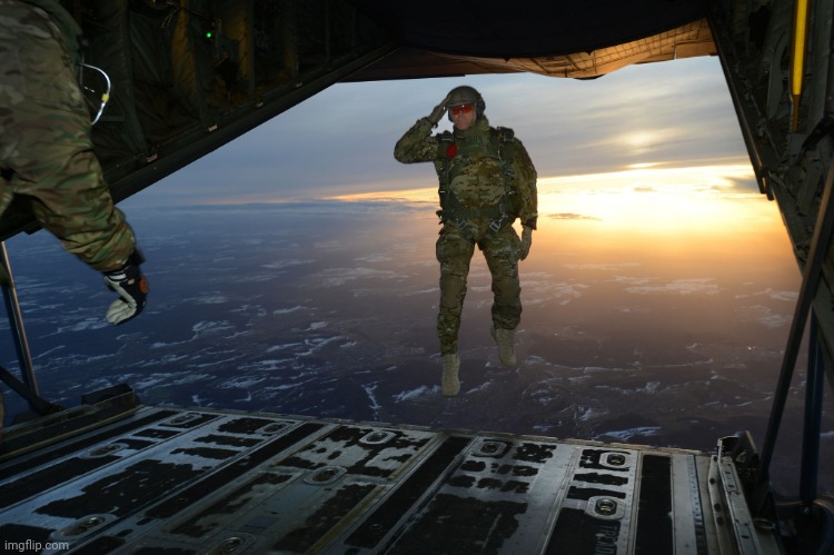 Army soldier jumping out of plane | image tagged in army soldier jumping out of plane | made w/ Imgflip meme maker