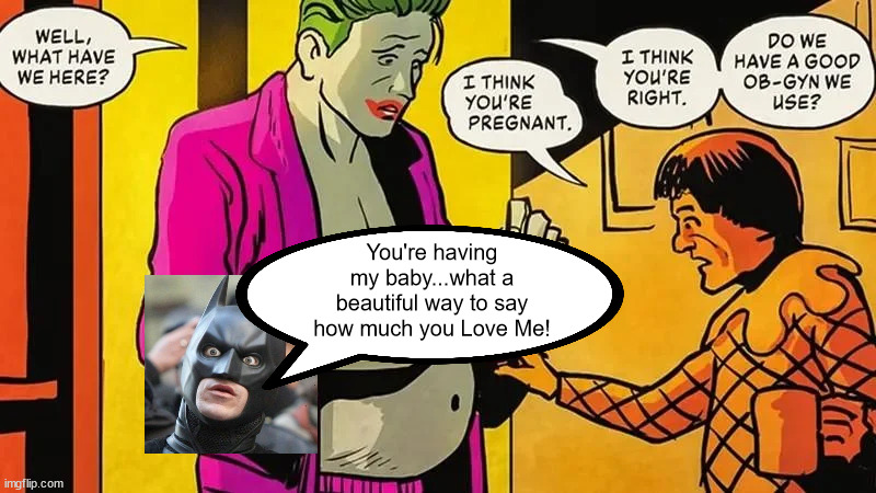 Go Woke...Go Broke |  You're having my baby...what a beautiful way to say how much you Love Me! | image tagged in the joker,batman,woke | made w/ Imgflip meme maker