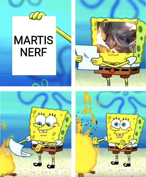 We don't care | MARTIS NERF | image tagged in spongebob burning paper | made w/ Imgflip meme maker