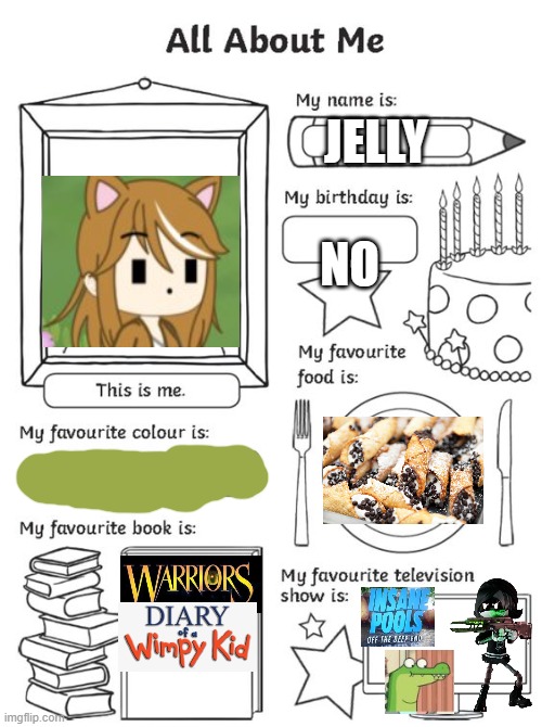 just a bit abt me (again) | JELLY; NO | image tagged in all about me | made w/ Imgflip meme maker