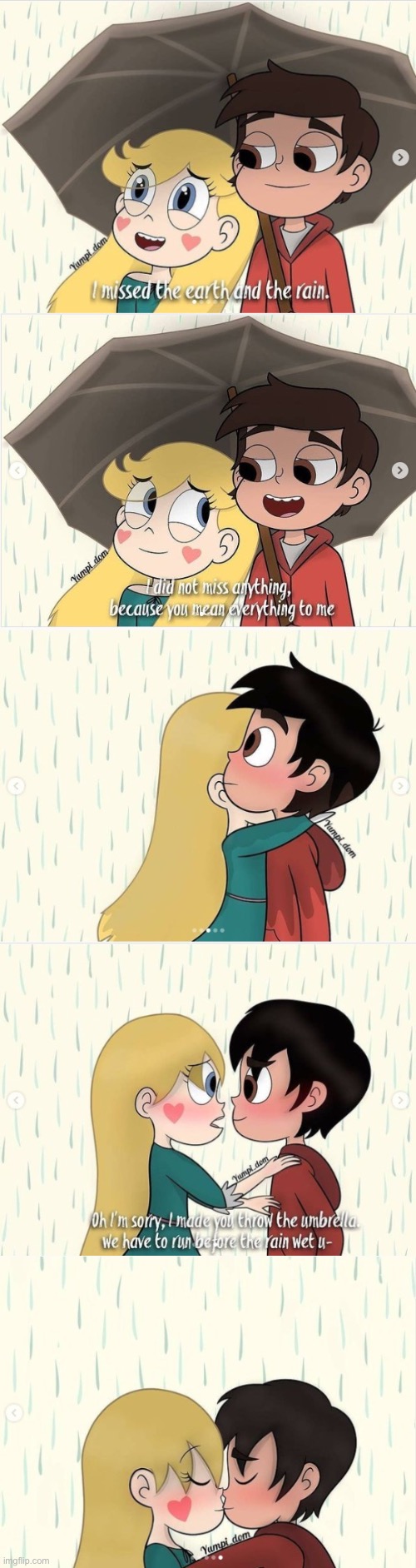Romatic Kiss Under the rain (Comments Turned Off, I don’t want to be Comment-Bombed) | image tagged in love,svtfoe,comics/cartoons,star vs the forces of evil,comics,memes | made w/ Imgflip meme maker