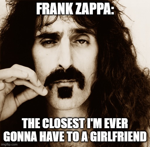 beez | FRANK ZAPPA:; THE CLOSEST I'M EVER GONNA HAVE TO A GIRLFRIEND | image tagged in frank zappa | made w/ Imgflip meme maker