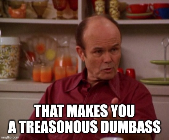 THAT MAKES YOU A TREASONOUS DUMBASS | image tagged in red forman | made w/ Imgflip meme maker