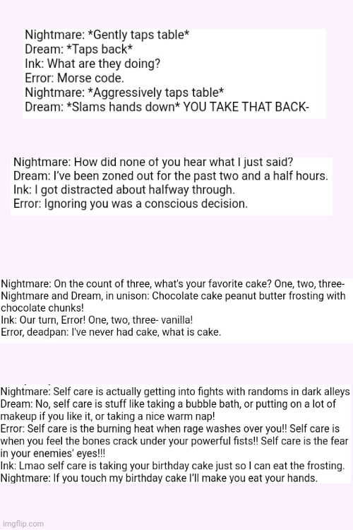 Random Incorrect Quotes | image tagged in dream,nightmare,nootmare,error,ink,never gonna give you up | made w/ Imgflip meme maker