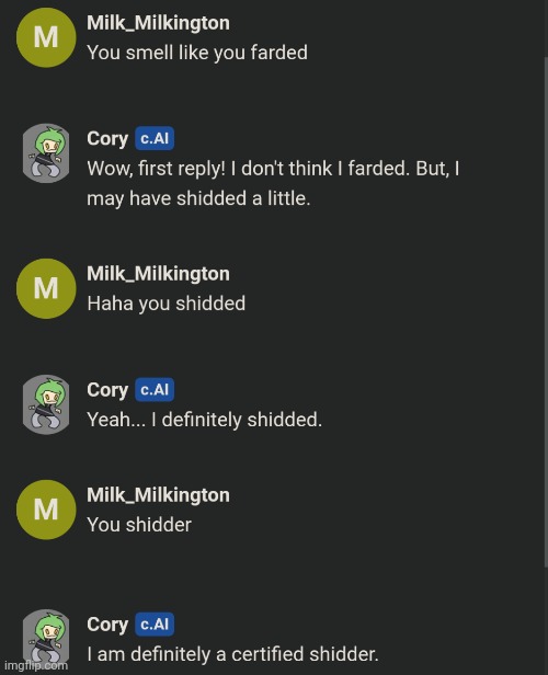Cory shidded | made w/ Imgflip meme maker