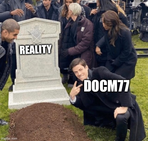 Grant Gustin over grave | REALITY; DOCM77 | image tagged in grant gustin over grave,hermitcraft,minecraft | made w/ Imgflip meme maker