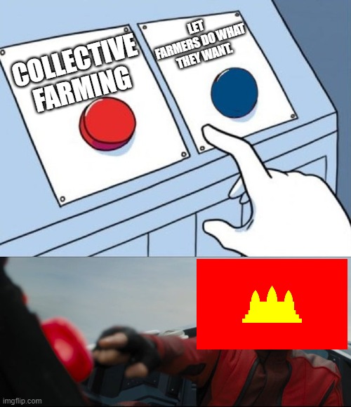 Robotnik Button | LET FARMERS DO WHAT THEY WANT. COLLECTIVE FARMING | image tagged in robotnik button | made w/ Imgflip meme maker