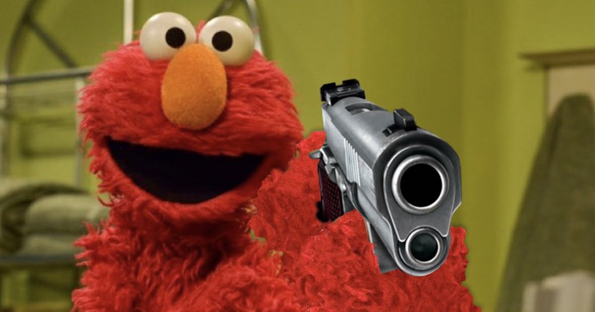 elmo with a gun Blank Meme Template