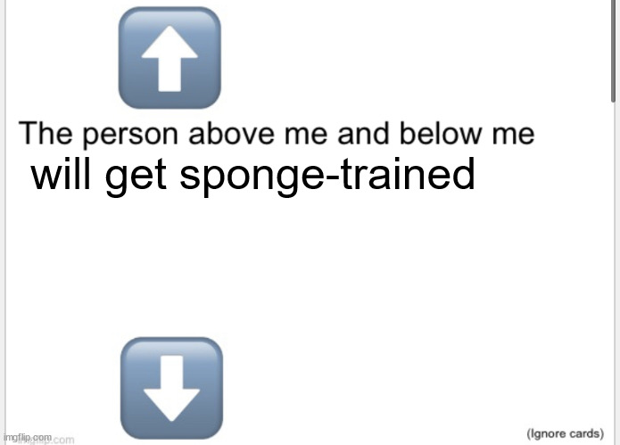Person above below | will get sponge-trained | image tagged in person above below | made w/ Imgflip meme maker