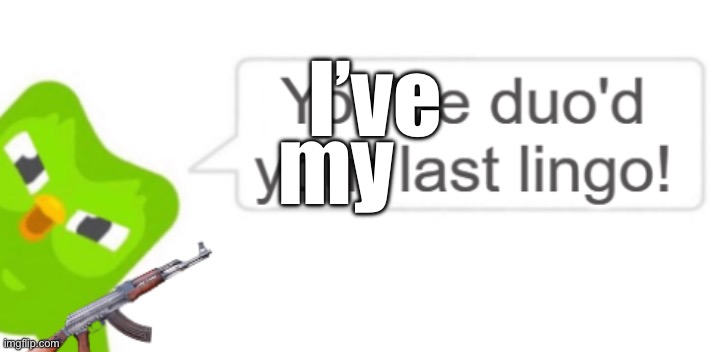 You've Duo'd your last Lingo! | I’ve; my | image tagged in you've duo'd your last lingo | made w/ Imgflip meme maker