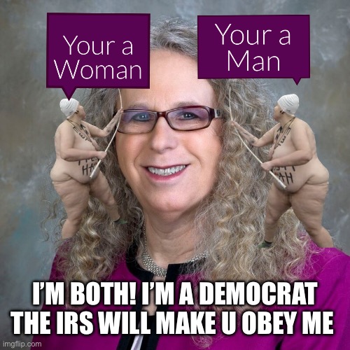 T da z Democrats rule the common | I’M BOTH! I’M A DEMOCRAT
THE IRS WILL MAKE U OBEY ME | image tagged in trans goes on,memes,donald trump | made w/ Imgflip meme maker