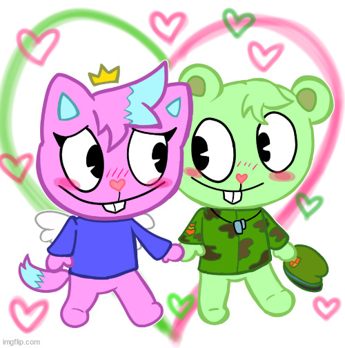 flippy and kitty walking drawn by vee - Imgflip