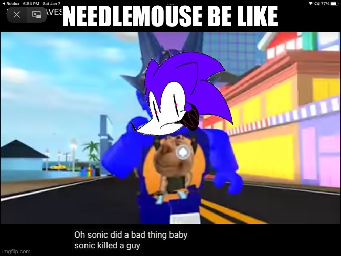 Sketch sonic | NEEDLEMOUSE BE LIKE | image tagged in sketch sonic | made w/ Imgflip meme maker