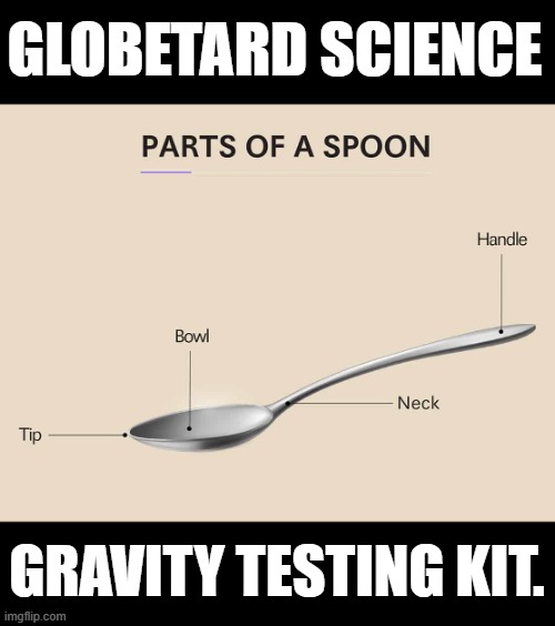 Gravity Science Test Kit | GLOBETARD SCIENCE; GRAVITY TESTING KIT. | image tagged in flat earth,gravity,spoon,science | made w/ Imgflip meme maker