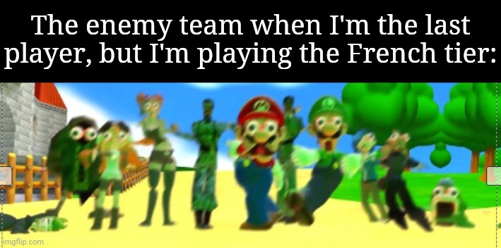 *Free Bird plays* (In WoT Blitz) | The enemy team when I'm the last player, but I'm playing the French tier: | image tagged in smg4 crew panicking | made w/ Imgflip meme maker