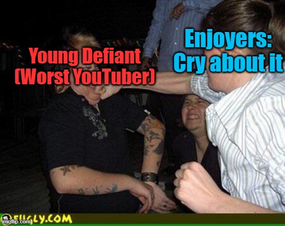 Face punch | Enjoyers:
Cry about it; Young Defiant
(Worst YouTuber) | image tagged in face punch | made w/ Imgflip meme maker