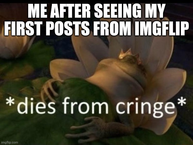 Help | ME AFTER SEEING MY FIRST POSTS FROM IMGFLIP | image tagged in dies from cringe | made w/ Imgflip meme maker