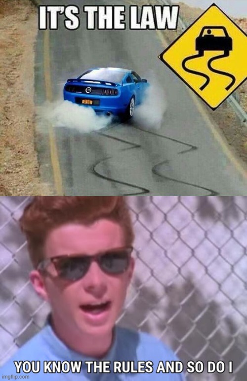 image tagged in rick astley you know the rules,cars | made w/ Imgflip meme maker