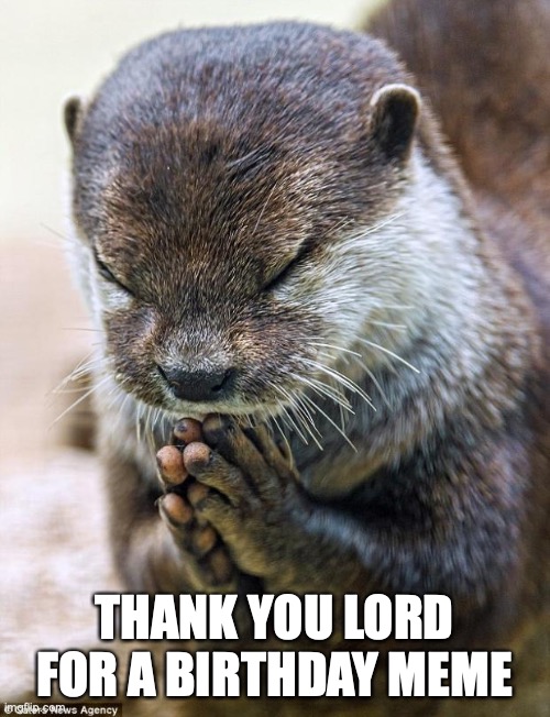 Thank you Lord Otter | THANK YOU LORD FOR A BIRTHDAY MEME | image tagged in thank you lord otter | made w/ Imgflip meme maker