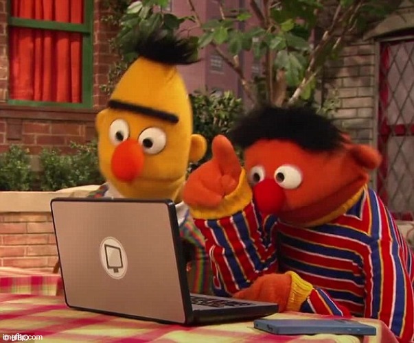 Bert and Ernie on the dark web | image tagged in bert and ernie on the dark web | made w/ Imgflip meme maker