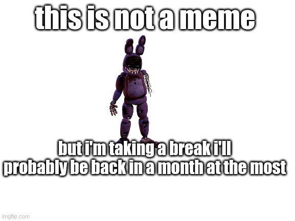 this is true  also vote here for the next fight withered bonnie vs tbd | this is not a meme; but i'm taking a break i'll probably be back in a month at the most | image tagged in blank white template,not a meme | made w/ Imgflip meme maker