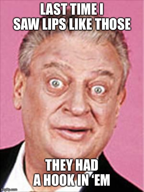 rodney dangerfield | LAST TIME I SAW LIPS LIKE THOSE THEY HAD A HOOK IN ‘EM | image tagged in rodney dangerfield | made w/ Imgflip meme maker