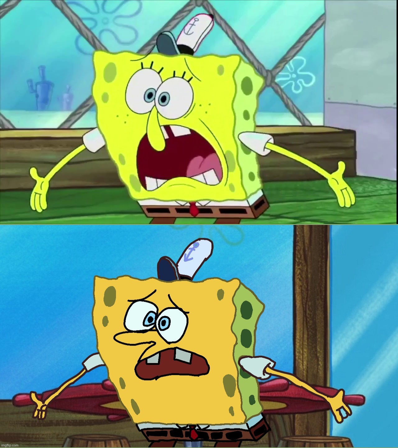 I remade this screenshot from Modern SpongeBob and turned it into classic SpongeBob! | image tagged in spongebob,drawing,drawings | made w/ Imgflip meme maker